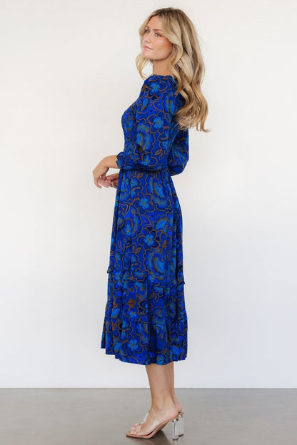 Andersen Smocked Midi Dress | Cobalt Floral