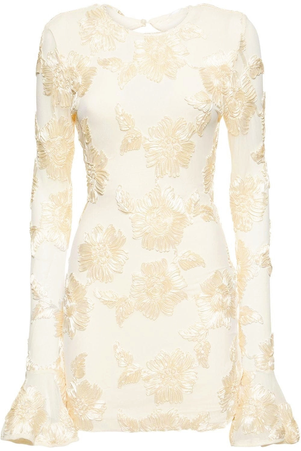 Vestido mini de malla con espalda descubierta y bordado Aurora 
