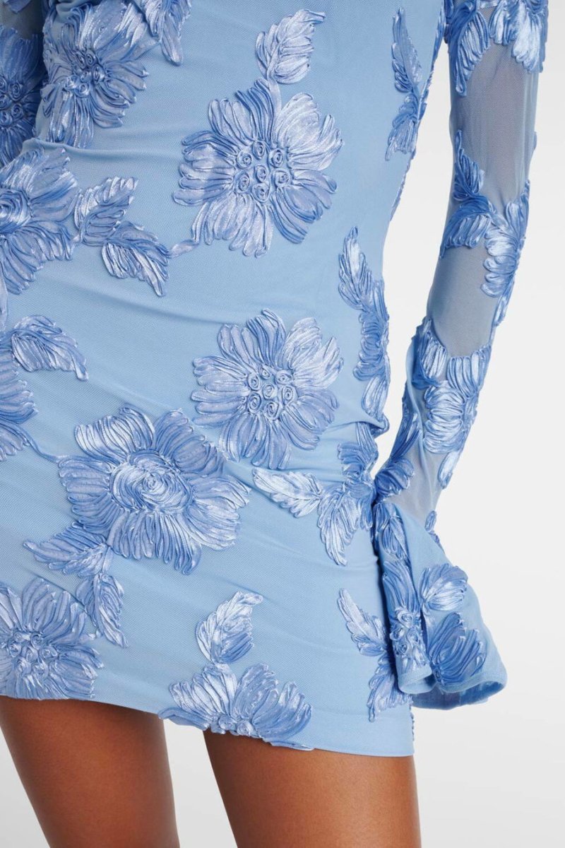 Vestido mini de malla con espalda descubierta y bordado Aurora 