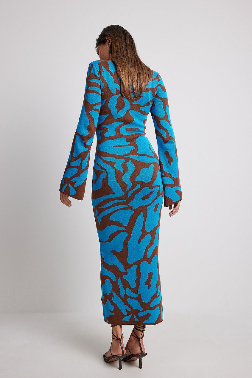 Vestido midi de punto jacquard Ava 