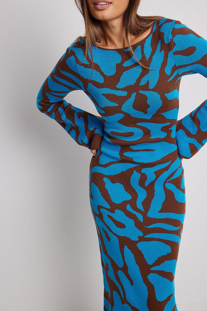 Vestido midi de punto jacquard Ava 