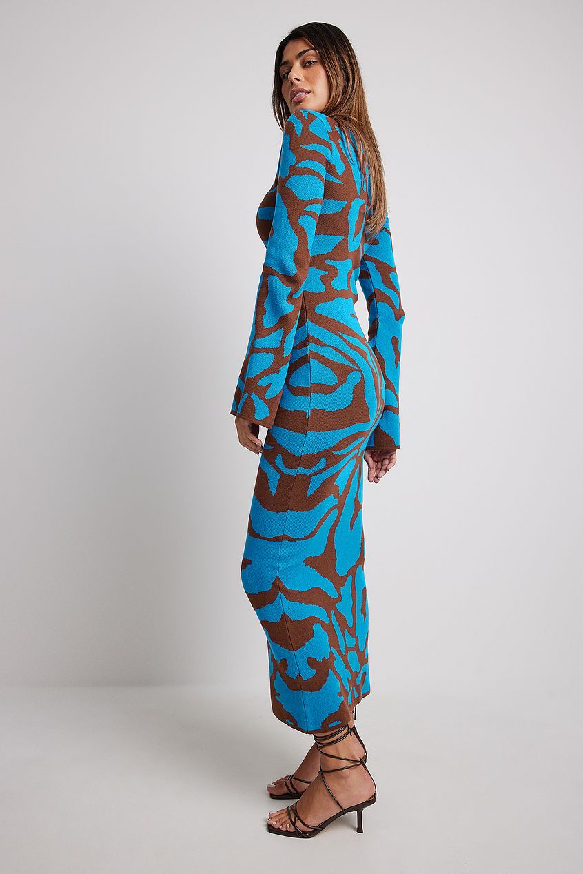 Vestido midi de punto jacquard Ava 