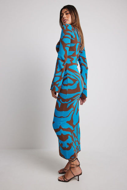 Vestido midi de punto jacquard Ava 