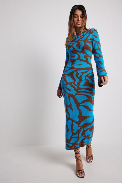 Vestido midi de punto jacquard Ava 
