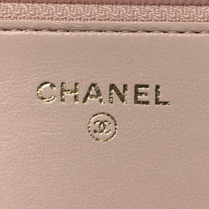 Lambskin Quilted CC Pearl Crush Wallet on Chain WOC Light Pink