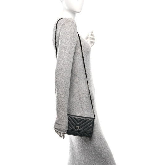 Sheepskin Chevron Reissue Wallet On Chain WOC So Black