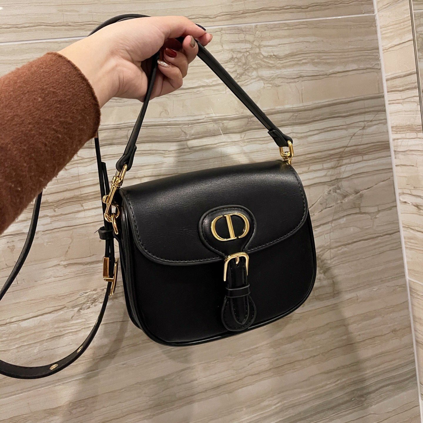 Dior Medium Dior Bobby Bag Black Box Calfskin Women