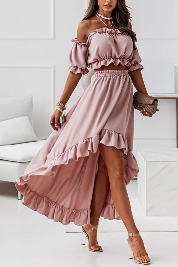 Traje de vestir midi con hombros descubiertos