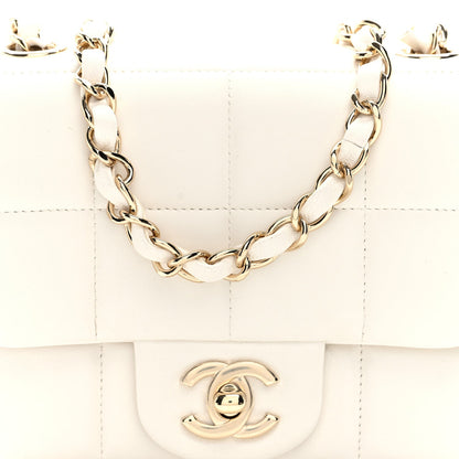 Lambskin Resin Crystal Square Quilted Mini Monacoco Flap White