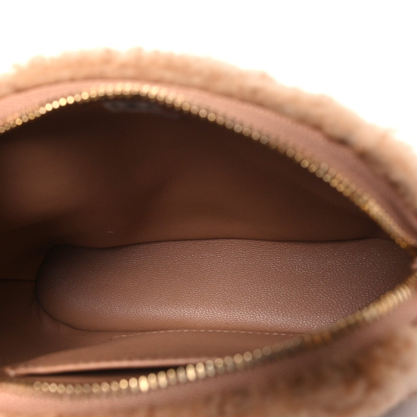 Shearling Quilted Shiny Coco Clutch With Chain Dark Beige