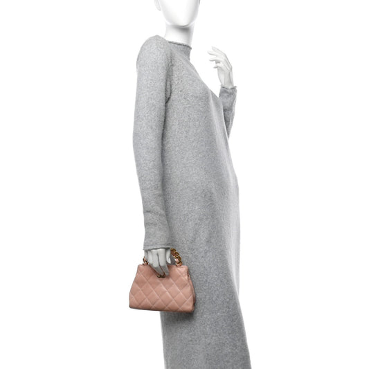 Lambskin Quilted Mini Evening Bag Pink