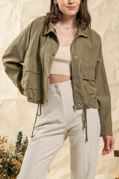Chaqueta midi de dos bolsillos con múltiples botones y solapa de cuadros cepillados