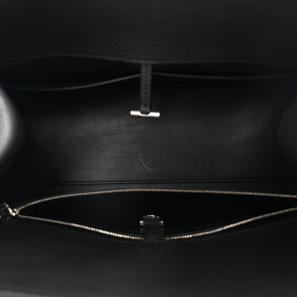 Matte Grained Calfskin Margaux Shoulder 12 Black