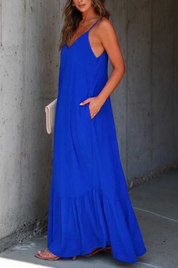 Vestido largo liso con bolsillos KIMONIE 