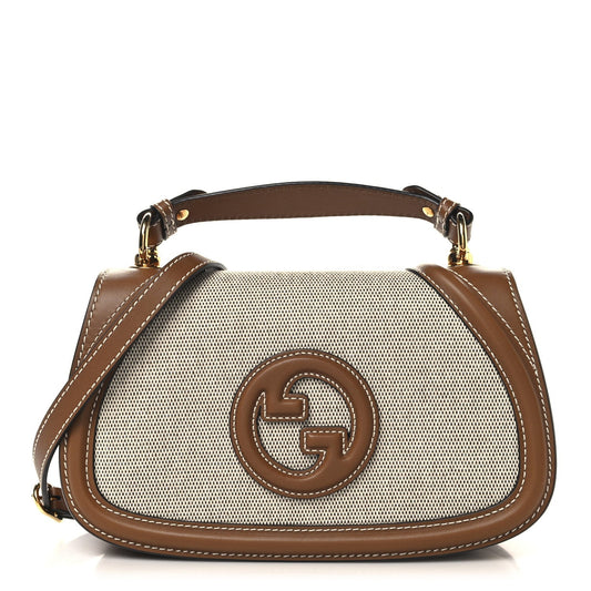 Canvas Medium Blondie Top Handle Bag Brown