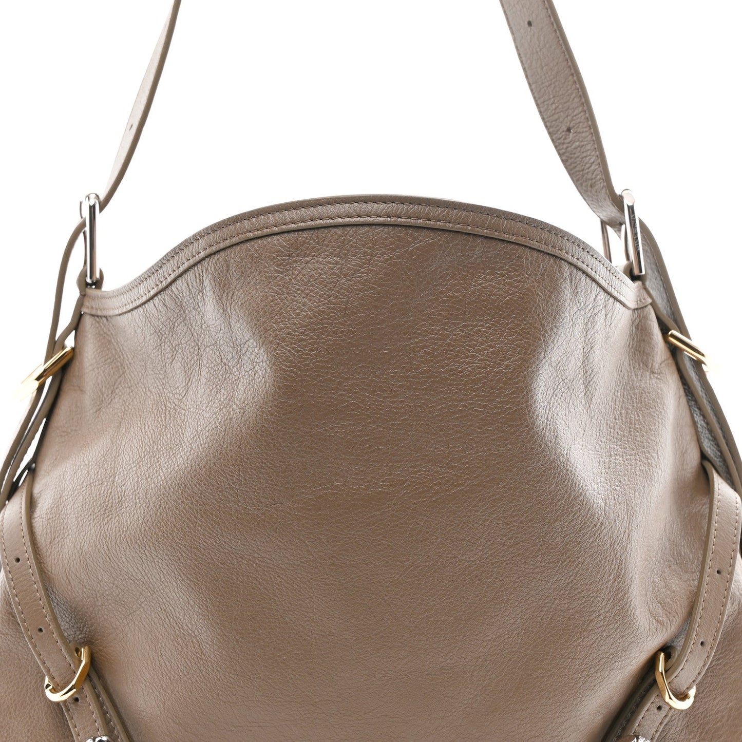 Tumbled Calfskin Medium Voyou Bag Taupe