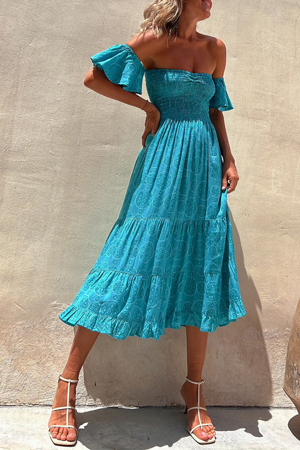 Vestido turquesa de fruta del dragón blanca
