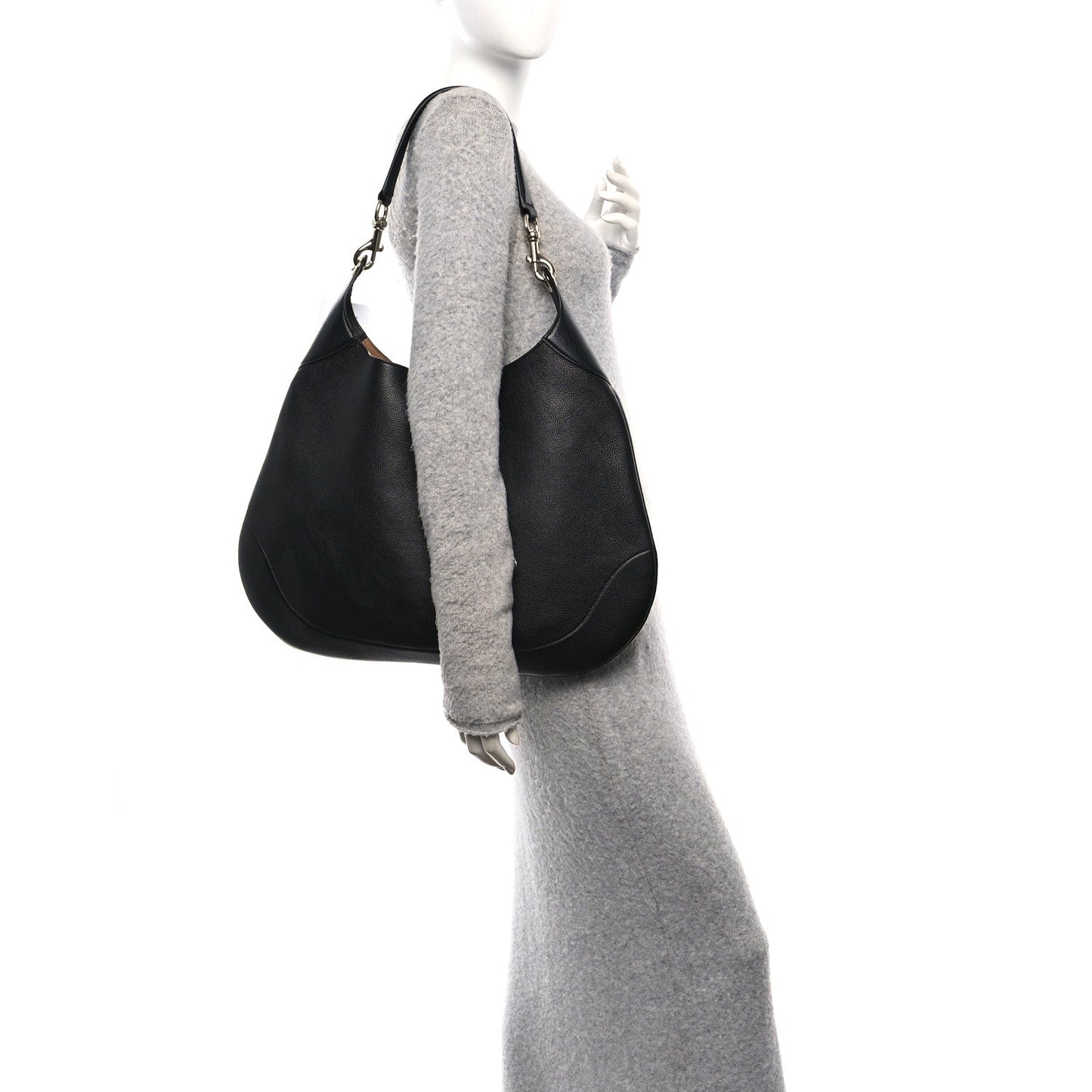 Soft Grained Calfskin Maxi B Hobo Black