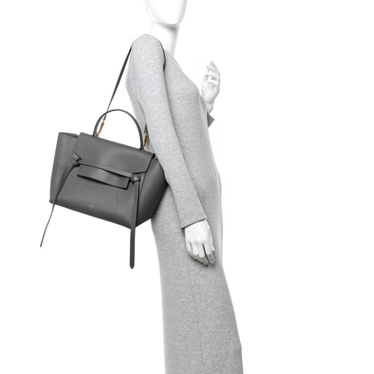 Grained Calfskin Mini Belt Bag Grey