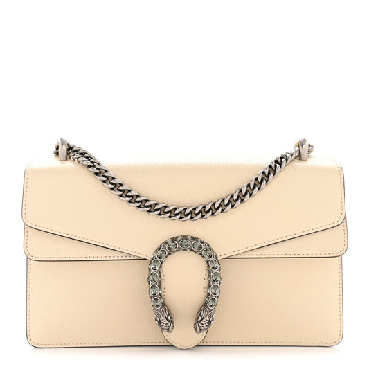 Textured Calfskin Crystal Small Dionysus Shoulder Bag Mystic White