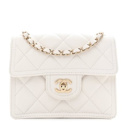Caviar Quilted Mini Sweet Classic Flap White
