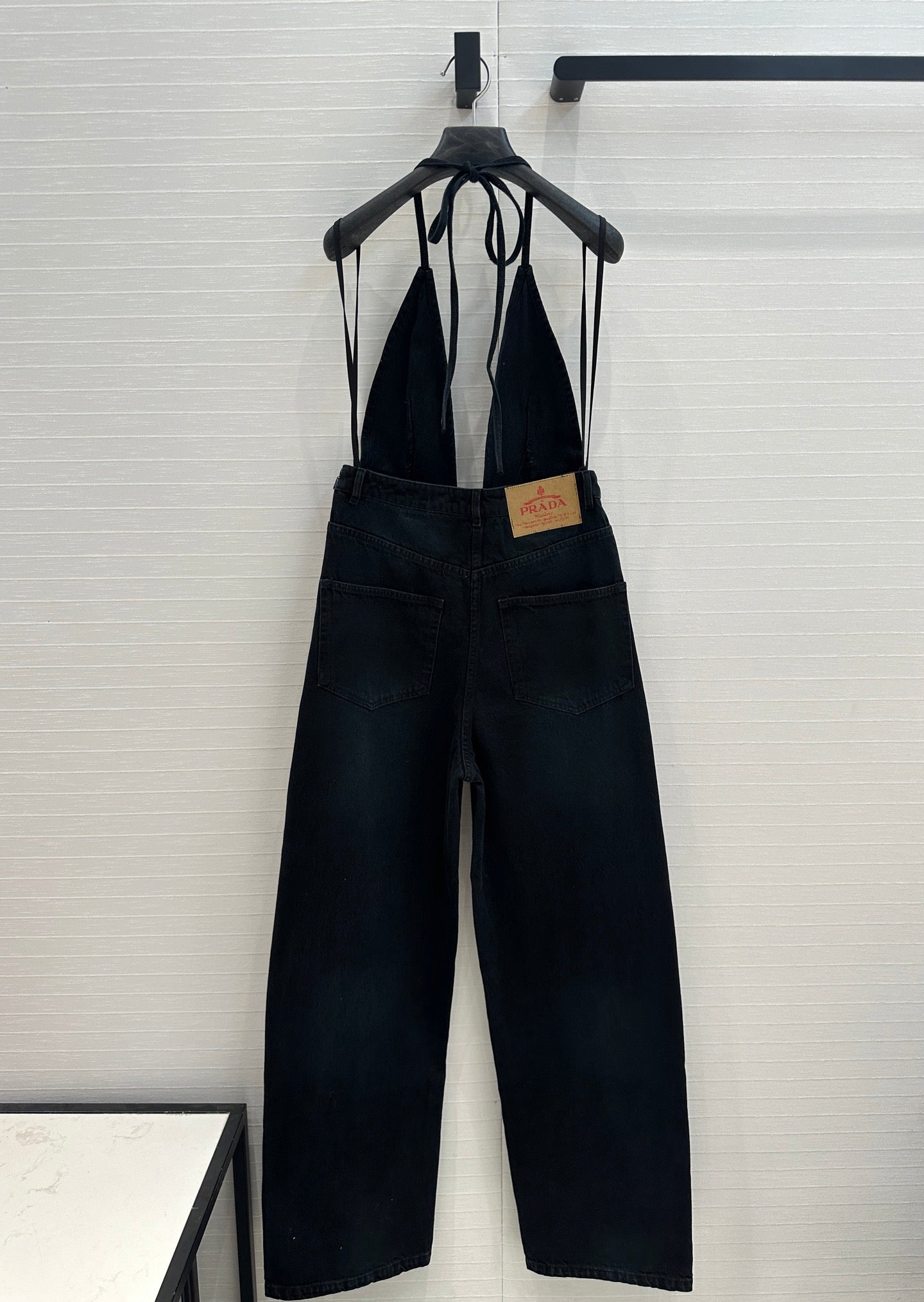Prada 25 Halter Ntube Top Suspender Jumpsuit Black Cotton