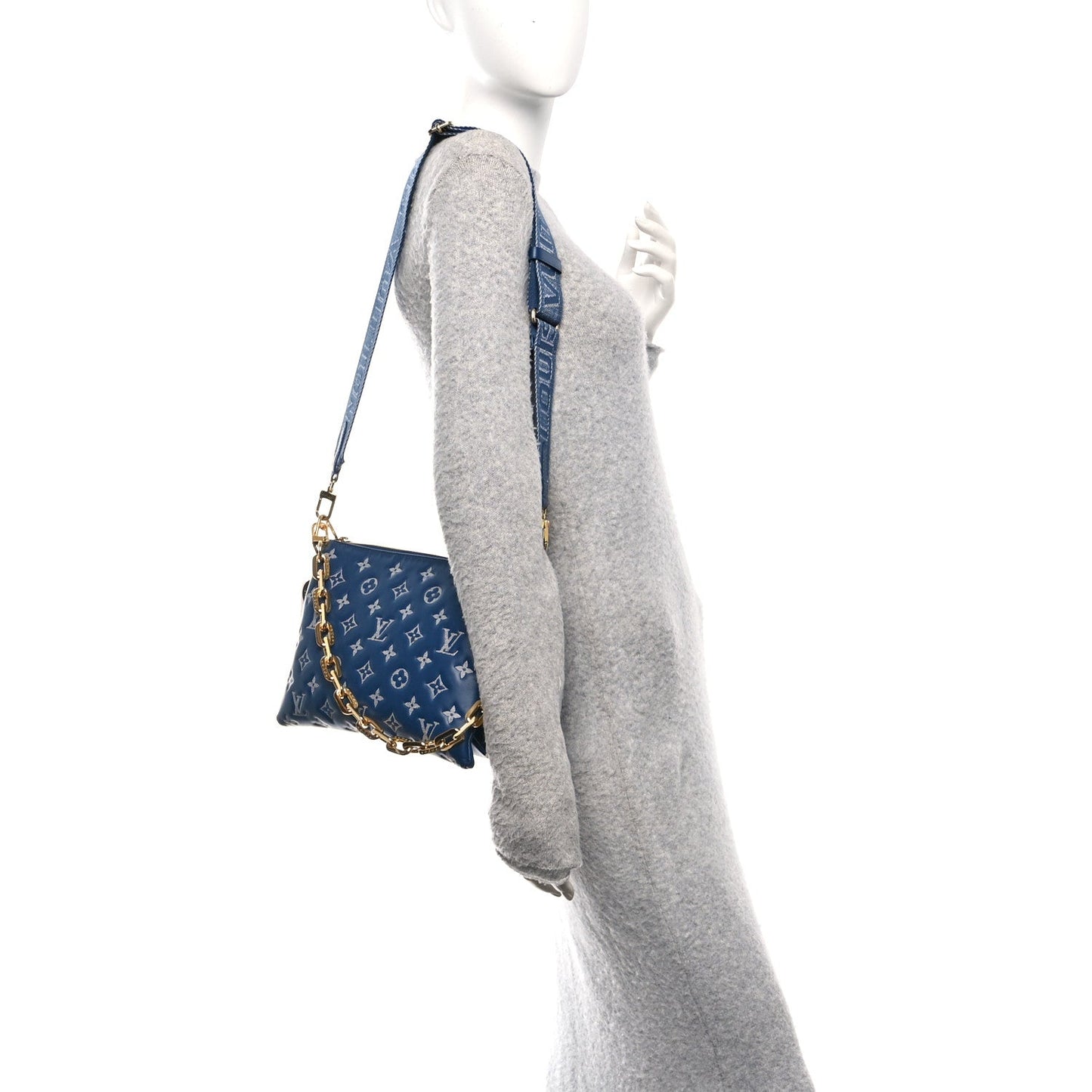 Lambskin Embossed Monogram Coussin PM Denim Blue