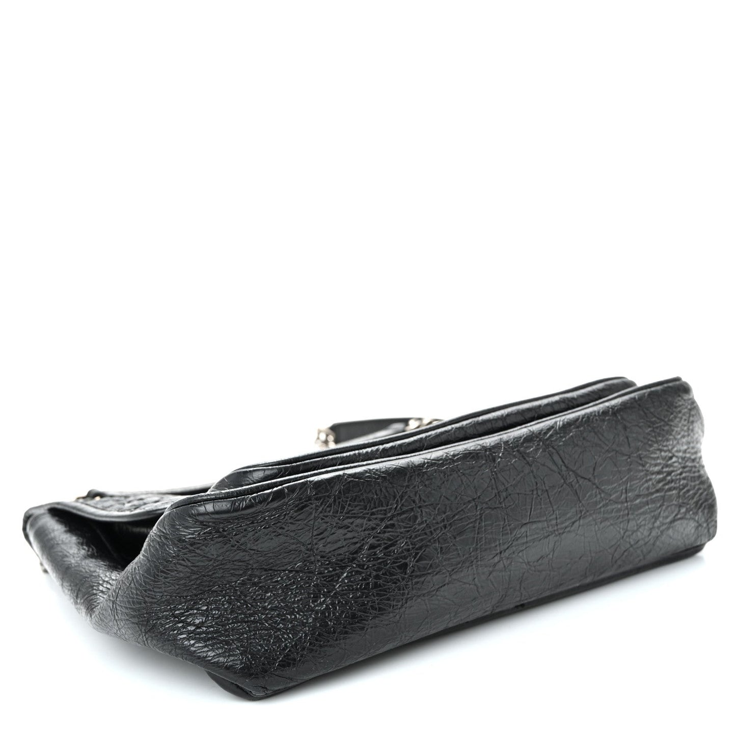 Crinkled Calfskin Matelasse Monogram Medium Niki Chain Satchel Black