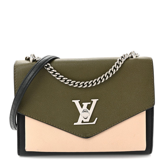 Soft Calfskin Mylockme Chain Bag BB Smokey Brown Green