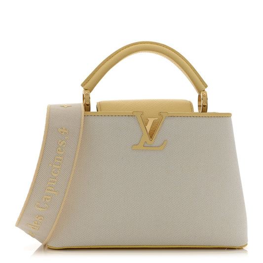 Canvas Taurillon Capucines BB Plume Yellow