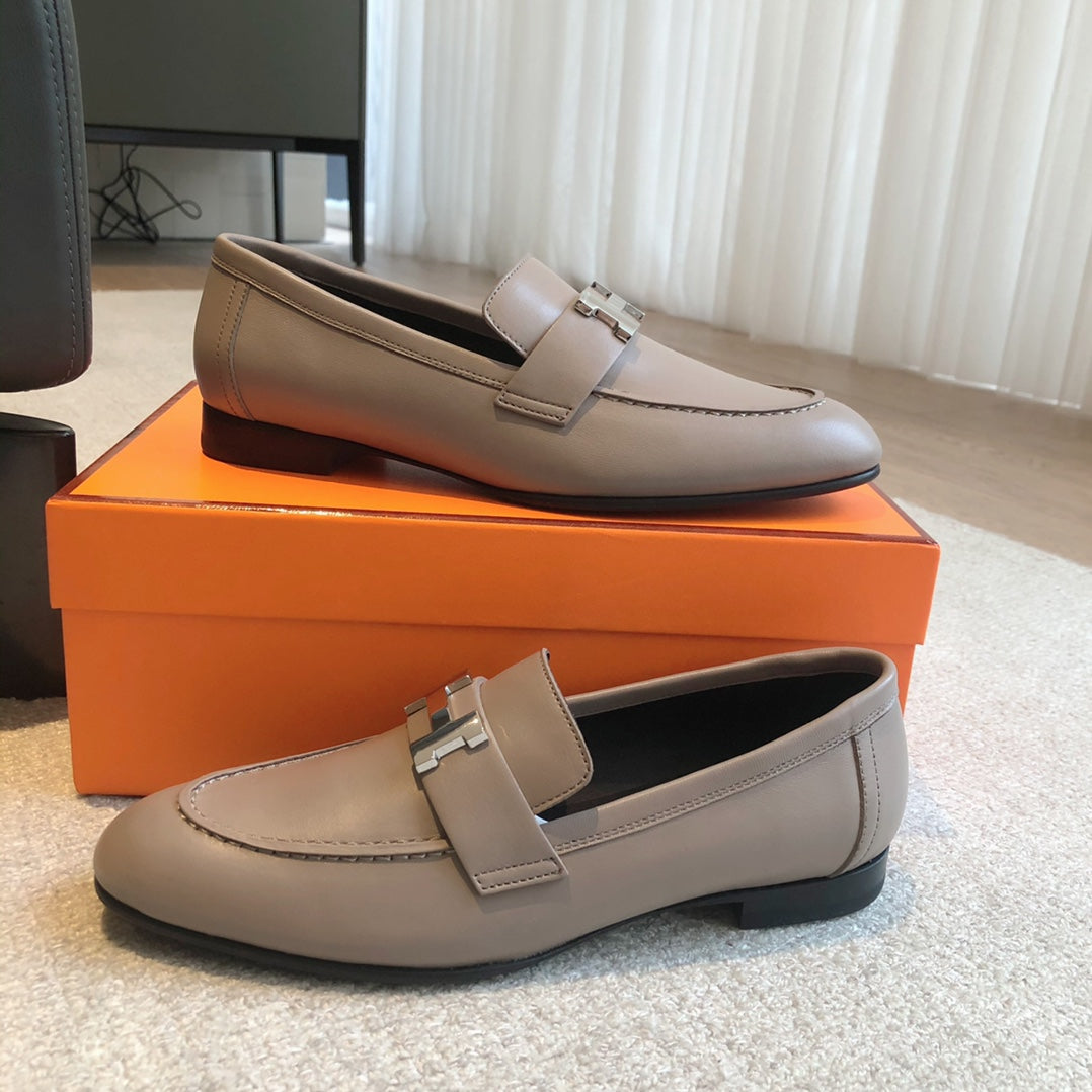 Paris Loafer Taupe Calfskin With Silver Signature Buckle 509377