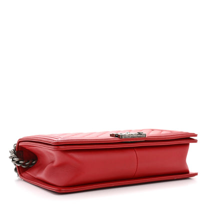 Calfskin Quilted New Medium Boy Flap Red