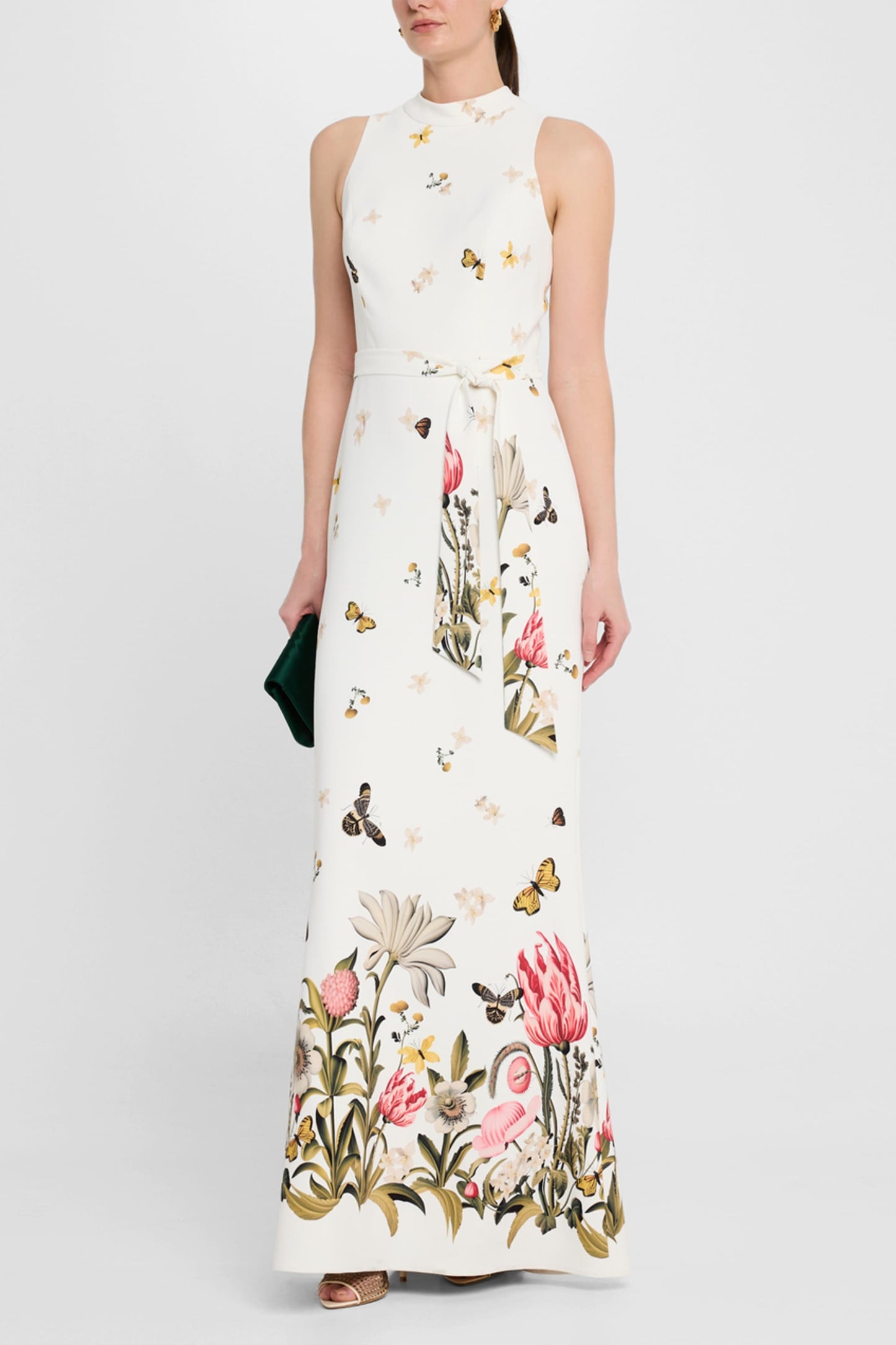 Vestido largo sin mangas con estampado de mariposas de Moira 