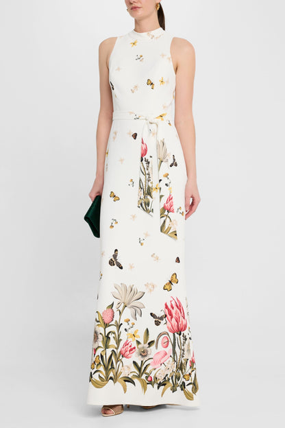 Vestido largo sin mangas con estampado de mariposas de Moira 