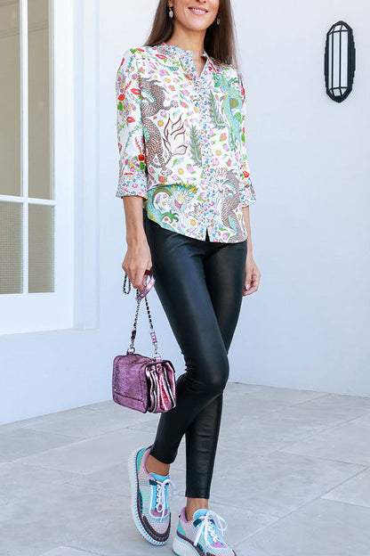 Blusa informal con estampado floral de dragón Over The Drama
