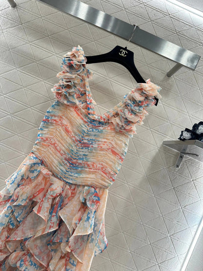 CHANEL 25S CAMELLIA LAYERED DRESS 651