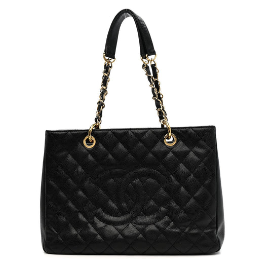 Caviar Quilted Grand Shopping Tote GST Black