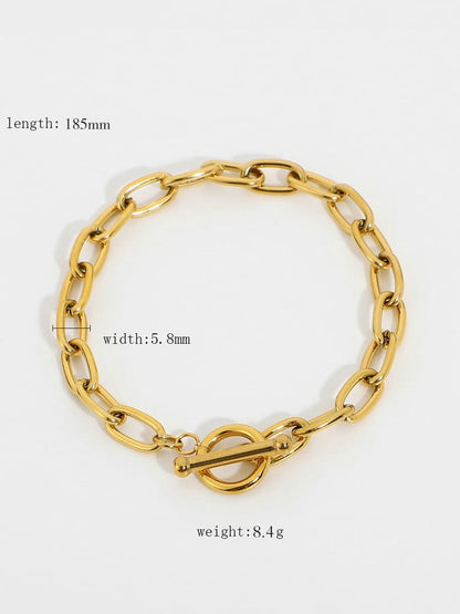 Pulsera de eslabones rectangulares con barra en T - Oro 