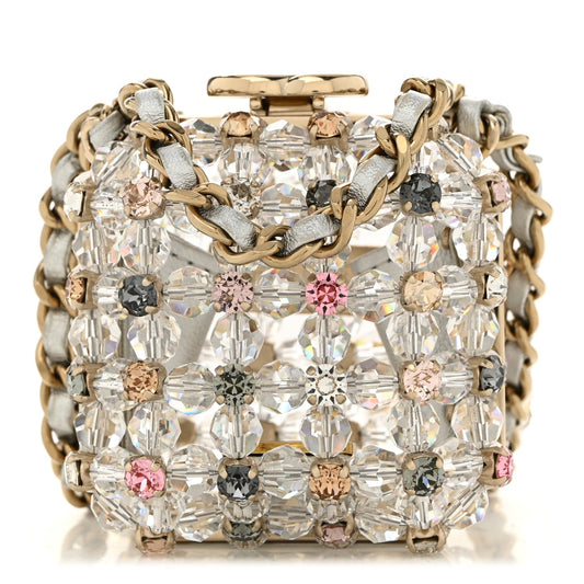 Metal Bead Crystal Minaudiere CC Mini Evening Bag Gold Multicolor