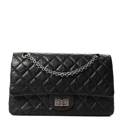 Aged Calfskin Quilted 2.55 Reissue 225 Flap Black