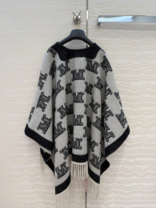 MAX MARA 25S FRINGED KNIT CAPE 164