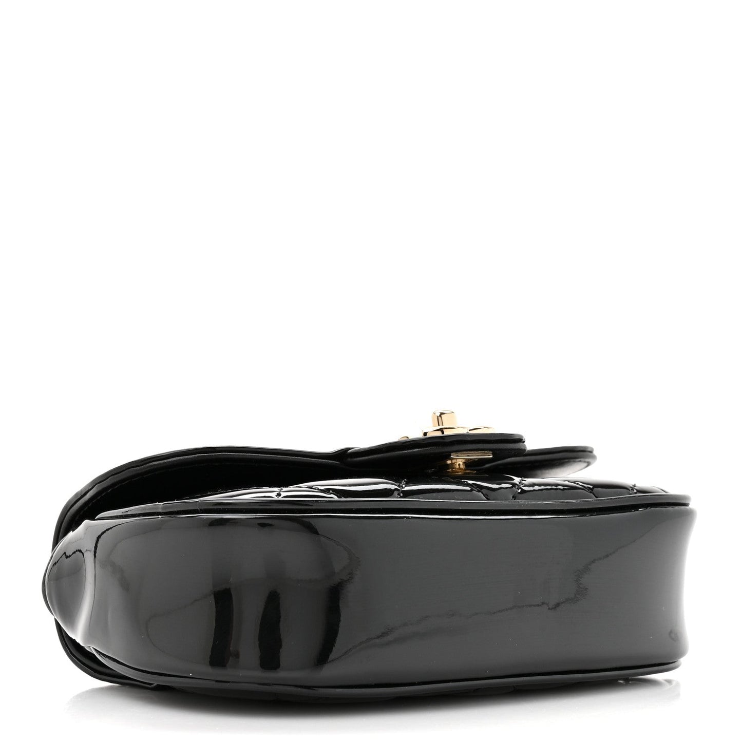 Patent Calfskin Quilted Mini Flap Black