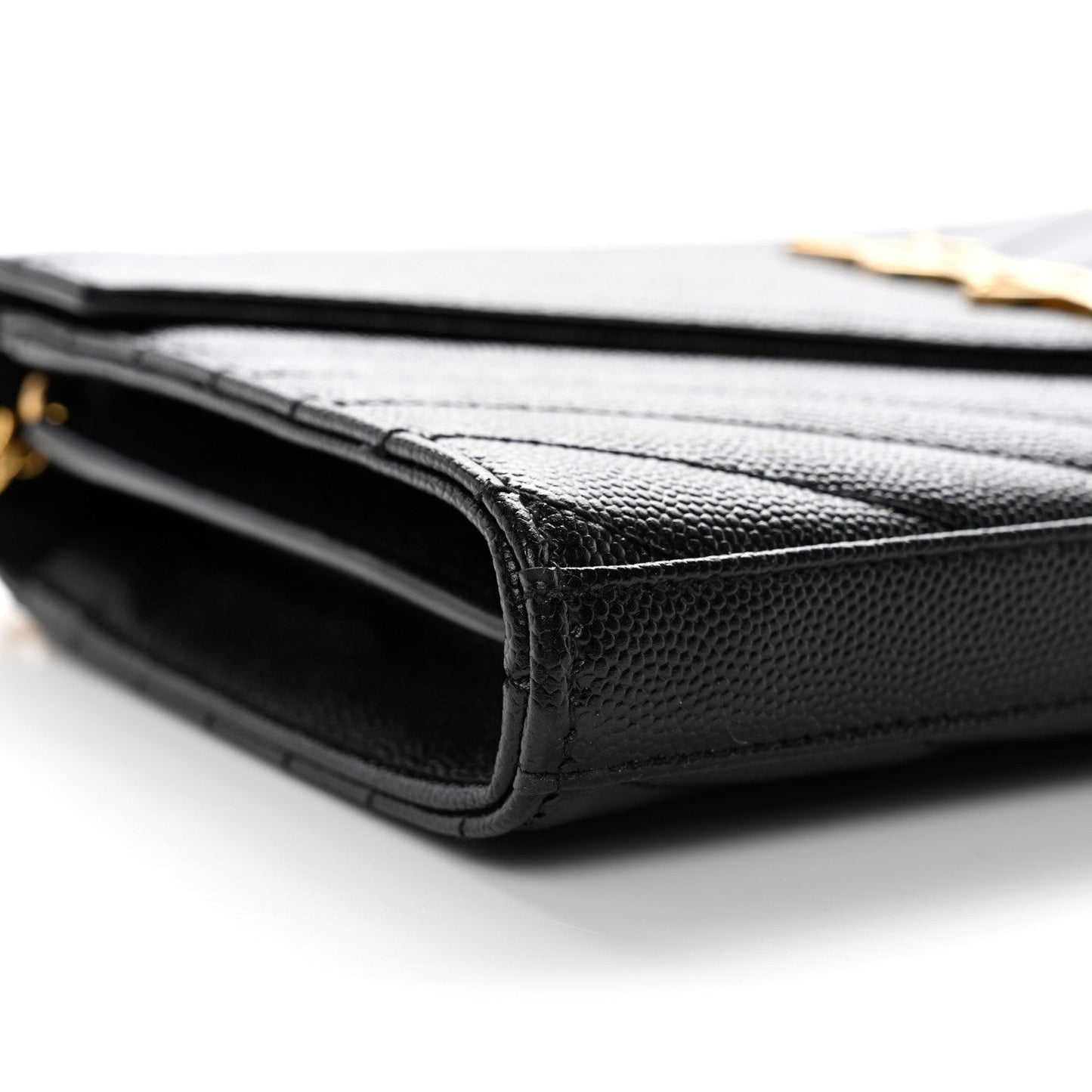 Grain De Poudre Matelasse Chevron Monogram Chain Wallet Black