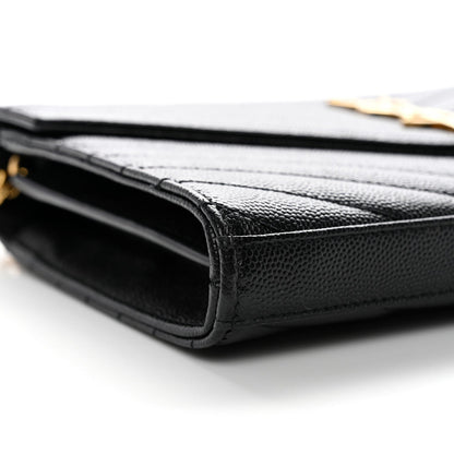 Grain De Poudre Matelasse Chevron Monogram Chain Wallet Black