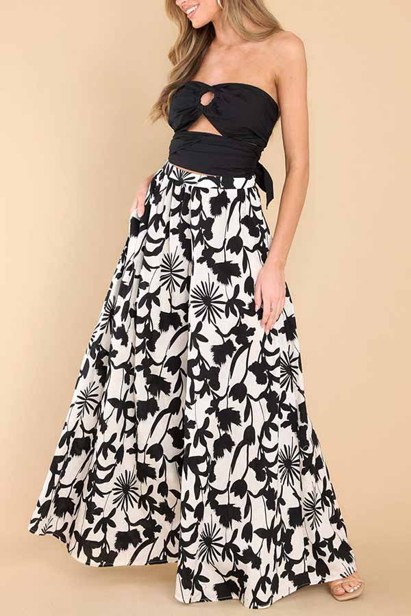 Culottes elásticos de tiro alto y pierna ancha