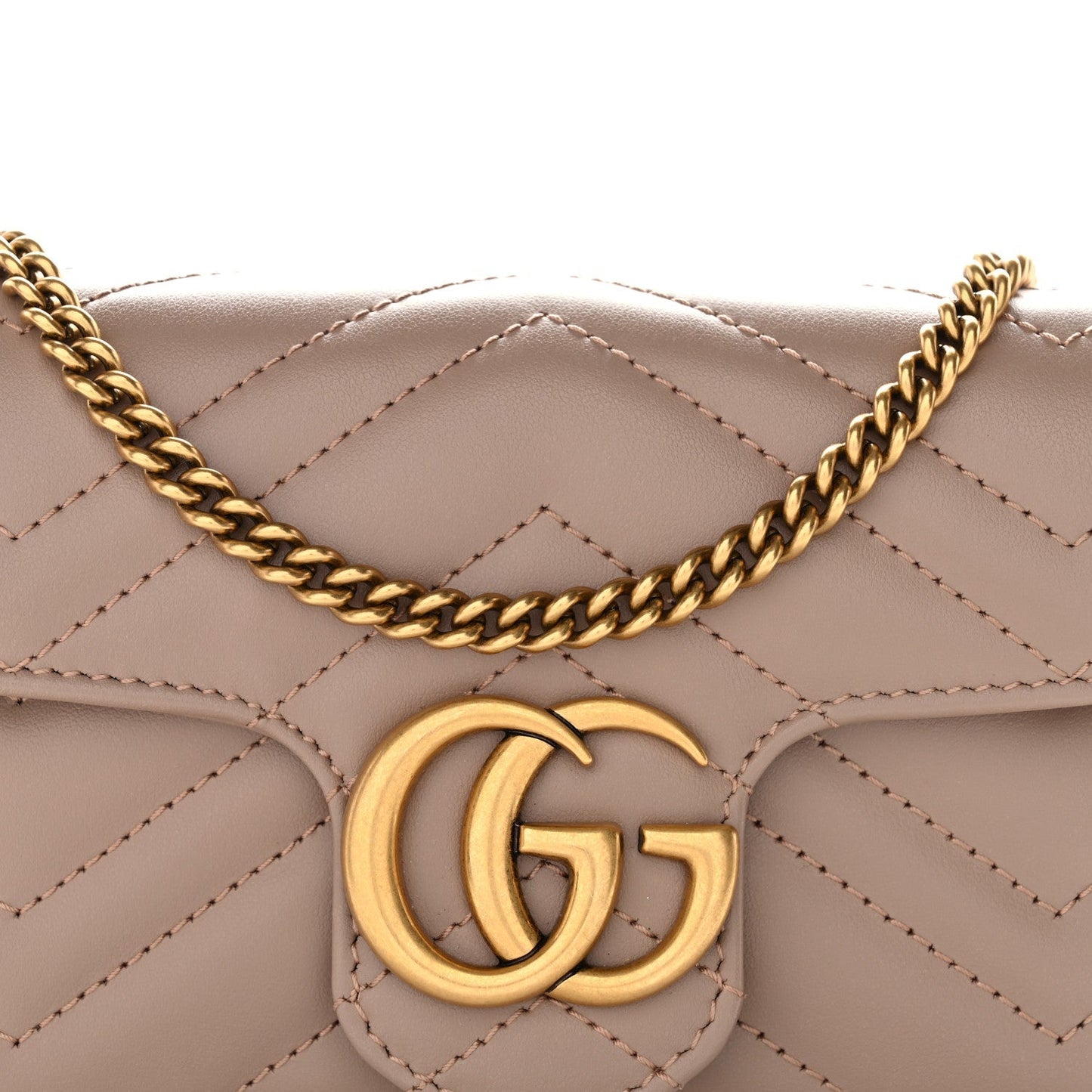 Calfskin Matelasse Super Mini GG Marmont Shoulder Bag Porcelain Rose