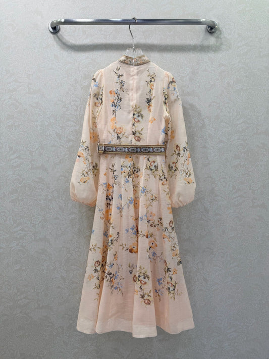 Zimmermann Rebellion Button Midi Dress Cream Aviary Cotton 342125