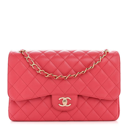 Caviar Quilted Jumbo Double Flap Dark Pink