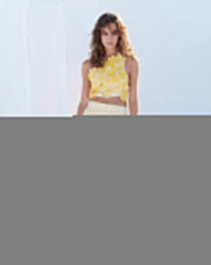 One-Shoulder Colorblock Floral Top and Long Skirt Set