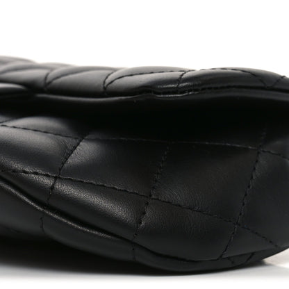 Calfskin Quilted CC Uniform Flap Belt Bag Black
